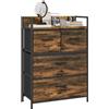 HOMCOM Cassettiera 4 Cassetti Rimovibili dal Design Industriale in Legno e Acciaio, 60x29x85 cm, Marrone e Nero
