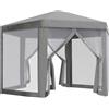 Outsunny Gazebo da Giardino Esagonale con Doppio Ingresso, in Metallo e Poliestere, 3.9x3.9x2.5 m, Grigio