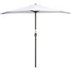 Outsunny Ombrellone da Terrazza a Mezzaluna con Apertura a Manovella e Palo a 2 Sezioni, 2.6x1.35 m, Bianco