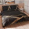 PETTI Artigiani Italiani - Set Copripiumino Matrimoniale 250x200 cm (2 Federe 50x80 cm Incluse), Parure Copripiumino Morbida Microfibra con Stampa Digitale - Made in Italy - Marble Nero