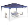 Relaxdays Gazebo 3x4 m, Tenda da Giardino, Pergolato da Esterno, Tetto in Telo PE, Struttura Acciaio, Blu Scuro Bianco, 250 x 300 x 400 cm