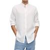 VEQUÈ Camicia Uomo di Lino Collo Coreano Slim Fit Primaverile Estiva Casual Elegante (IT, Testo, M, Regular, Regular, Bianco)