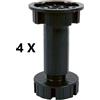 OPES Kit 4 pz. Piedino regolabile in Plastica per zoccolo cucina h.15 cm colore nero