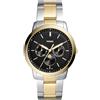 Fossil Neutra orologio per uomo movimento Moonphase multifunzione con bracciale in acciaio o cinturino in pelle, 42 mm, Nero E Tono Argento