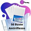 LogicaShop Fly Buste Forate Trasparenti per Raccoglitori ad Anelli A4, Cartelline Plastica (Antiriflesso, 50 Pezzi)