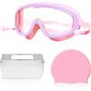 TYFGRT 1 paio di occhiali per bambini, 1 contenitore per occhiali da nuoto, 1 cuffia da bagno, occhiali da nuoto per bambini, occhiali da ragazza, occhiali di protezione impermeabili.