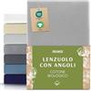 Dreamzie Lenzuolo Singolo Con Angoli Organico Cotone 90x200 cm a 100x200 cm - Grigio - Certificato senza Prodotti Chimici (Oeko TEX)