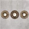 HomeZone 3Pc Shabby Chic Rotondo a Raggiera Muro Specchi in Decapé Oro o Argento, Decorativo da Parete Decorazione Casa Shabby Chic - Dorato