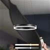 YYUTLUO Lampadario LED Moderno DIY Cerchio | 1 Nera Anelli :40cm=23W | Illuminazione A Sospensione LED In Metallo+Acrilico Telecomando Dimmerabile Lampada Sospensione Soffitto Rotondo Soggiorno