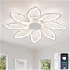 YUNLONG Lampadario Led Soffitto Moderno Soggiorno con Telecomando, 80 cm Plafoniera Led Soffitto Dimmerabile Fiore, 98W, 8000LM, Lampada da Soffitto per Ufficio, Camera da letto, Salotto, Bianco