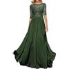 Sincemeet Abito da Madre della Sposa in Chiffon di Pizzo da Donna Abito da Sera Formale con Maniche a 3/4 Un Abito da Ballo di Linea