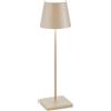 Zafferano, Poldina Pro, Lampada da Tavolo Ricaricabile e Senza Fili con Controllo Touch, Utilizzabile anche come Lampada da Esterni, Dimmer, 2200-3000 K, Altezza 38 cm, Colore Sabbia