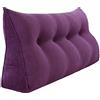 VERCART Cuscino Cuneo da Lettura Triangolare, Schienale Testata Letto Divano, Imbottitura Poggiaschiena Antireflusso Adulti, Cuscino Letto Matrimoniale, Cuscino Cervicale Dormire Lungo Viola 120cm