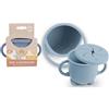 DORON & CHARLIE - Tasse À Gouter Avec Couvercle - Repas Enfant - 056731 - Bleu - Silicone - 150 ml - Compatible Micro Onde - Machine à Laver - Facile à Nettoyer - Tasse Bébé - À Partir de 4 mois