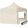 TOOLPORT Gazebo Pieghevole Giardino 3x3m - 4 Laterali Alluminio Telo Idrorepellente Padiglione Mercati Sagre Crema