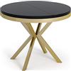 WFL GROUP Tavolo da Pranzo Rotondo Allungabile - Tavolo Loft Style con Gambe in Dorato Metallo - 90 a 170 cm - Tavolo Rotondo Stile Industriale per Il Soggiorno - Salvaspazio - 90 cm - Nero