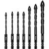 Funnytek Set di punte per piastrelle, 7 pezzi, 3/4/5/6/8/10/12 mm, attacco esagonale, punta per vetro, ceramica, muratura, vetro, plastica, legno, porcellana, metallo morbido