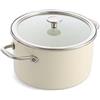 KitchenAid Steel Core Enamel Casseruola in acciaio smaltato, 24 cm/6 litri, con coperchio, smalto, a induzione, adatto al forno, lavabile in lavastoviglie, crema di mandorle