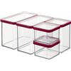 Rotho Loft Set di 5 Scatole di Conservazione con Coperchio di Diverse Dimensioni, Plastica (SAN) senza BPA, Trasparente/Rosso, 2 x 2.1 L, 1 x 1.0 L, 2 x 0.5 L, 30.0 x 21.0 x 15.0 cm