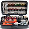 KRINO Set inserti e bussole 38 pezzi con cricchetto 1/4 Krino 66012010