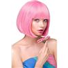 Dinghaole Parrucca corta a caschetto rosa fluo, per travestimenti, per feste di ballo per adulti, addio al nubilato, taglia unica