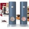 CIRCLE JOY Set Macina Sale e Pepe Elettrico a Batteria Macinaspezie con Base, Luce LED Bianca e Rugosità Regolabile, Blu