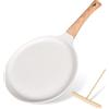 Dokeno Padella per Crepes, Padella per Pancak con Maniglia Rimovibile, Distributore di Impasti, Padella Induzione Rivestimento Antiaderente, Compatibile con Tutti i Fornelli Inclusa Induzione (Bianco - 24cm)