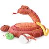 MorisMos Peluche Serpente Gigante con Cuccioli, 200cm Rosso Realistico Serpenti Pupazzo Giocattolo di Peluche Animali Morbido Kawaii, Carino Regalo Natale per Bambini Ragazza Ragazzo Compleanno