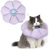 THKOFPET Collare Elisabettiano GattoCollare, Morbido per Gatti,Collare Recupero Regolabile Impermeabile, Stile Fiore Viola Tutte le Stagioni (Taglia M)