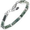 10:10 Bracciale uomo donna. Braccialetto pietre naturali cilindriche 11 x 4 mm e perle diamantate in acciaio inox anallergico del diametro di 4 mm, i braccialetti pietre dure sono realizzati in Italia .…