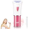 SOLITUZURODE Epilatore per donne, rimozione dei peli del viso con luce LED, indolore, bagnato e asciutto, rosa, resistente all'acqua, include custodia, piccolo pennello, manuale utente