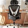HOLLUDLE Sedia da ufficio ergonomica con supporto lombare 3D e braccioli 3D regolabili - Design a forma di V, sedia da scrivania confortevole per ufficio e casa, Nero