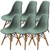 SHENGYIJING Set di 2/4/6, Stile Shell Sedia da pranzo Mid Century Moderna Sedia Sipcover, Sedie da pranzo coprisedili (Matcha Green,6 Pieces)