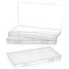 Ptwola 3 mini contenitori in plastica con coperchio incernierato, 16,5 x 8,9 cm, piccoli contenitori rettangolari antipolvere per perline trasparenti, per raccogliere piccoli oggetti artigianali,