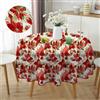 HW CASA Rotonda Tovaglia Natalizia 140×140CM,Decorazione di Natale e Capodanno Festa Vacanza,Stampa ad Alta Definizione,In Omaggio 4pz di Pinze Ferma Tovaglia (Fiore Di Natale Rosso)