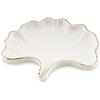 YoHyien Portasapone Ceramica, Portasaponetta a Forma di Foglia di Ginkgo, Porta Saponetta Solida da Bagno, Piattino Portasapone per Doccia e Cucina (Bianco)