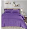 Casabella Set copripiumino in raso a righe, lussuoso, colore viola, set copripiumino singolo di qualità alberghiera con federe