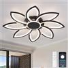 YUNLONG Lampadario Led Soffitto Moderno Soggiorno con Telecomando, 80 cm Plafoniera Led Soffitto Dimmerabile Fiore, 98W, 8000LM, Lampada da Soffitto per Ufficio, Camera da letto, Salotto, Nero