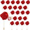 QUARKZMAN 24pz Rosa Rossa Corpetto di Fiori Artificiali Asole Tasca Boutonniere Spilla per Cerimonia Nozze Anniversario Ballo Formale Cena Festa