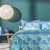 BASSETTI, COMPLETO LETTO PIAZZA E MEZZA, AZZURRO, EASY FLOWER 180 cm x 280 cm