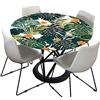 Morbuy Tovaglia Rotondo in Poliestere con Bordo Elastico, 3D Piante Tropicali Stampa Lavabile Tovaglie da Tavola Impermeabile Tovaglia per Pranzo Giardino Decorazione (Fiore d'arancio,Diametro 200cm)