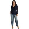 FIORELLA RUBINO: Jeans Balloon Strappo Davanti con Tessuto Tweed Curvy Size Blu Stagione Primavera Estate 2025.