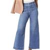 Sawmew Jeans Larghi A Gamba Larga Da Donna Pantaloni In Denim Corti A Forma Di Barile Jeans Vintage Alla Moda Jeans Svasati A Gamba Larga Elasticizzati Alla Caviglia A Vita Alta Con Tasca(Light Blue,X