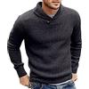 Generic Maglione da uomo moderno girocollo per ogni occasione moda uomo tempo libero in lana tinta unita lavorato a maglia collo alto manica lunga cardigan cappotto sopra cappotto, Grigio, XXL