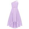 Yruioon Abito da ragazza a spalla per matrimonio, abito da ragazza, elegante, in chiffon, per feste di compleanno, lavanda, 122-128 cm