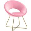 IlGruppone Poltrona Tonda Camera da Letto in Velluto Design Moderno, Sedia Imbottita Circolare con Gambe in Metallo Placcato Oro - Poltroncina per Salotto con Seduta Morbida Modello Grace - Beige (Rosa Cipria)