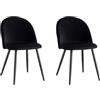 TTATC Set di 2 Sedie da Pranzo Imbottite con Rivestimento in Velluto, Sedie da Cucina dal Design Moderno con Gambe Regolabili in Metallo in Stile Legno, Nero