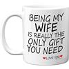 Stuff4 Tazza per San Valentino, con scritta in lingua inglese Being My Wife, divertente regalo per San Valentino, moglie, da marito, perfetta per compleanno, anniversario, Natale, 325 ml, in