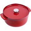 KitchenAid Cast Iron Cocotte in Ghisa Smaltata con Coperchio, Ø 26cm, Rotonda, 5,2L, 6kg, Alta Qualità e Durevole, Cuocere, Friggere, Senza PFAS, Induzione, Manico Ergonomico, Forno 260°C,Rosso Impero