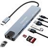 Omivine Hub USB C, adattatore multiporta USB C 8-IN-1 con 100 W PD, 4 K HDMI, USB-C e 2 porte dati USB-A, schede SD&TF, hub USB tipo C per MacBook Air/Pro, iPad Pro, Chromebook, Huawei, Dell XPS, HP, Samsung